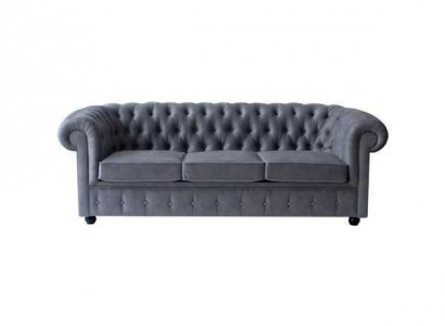 Chesterfield Gray Three-Seater Luxury Couch Designer Living Room Sofa